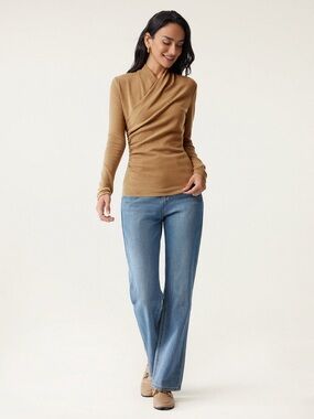 OGL LiteWarm Surplice Long Sleeve Top Cinnamon Buff Size Small